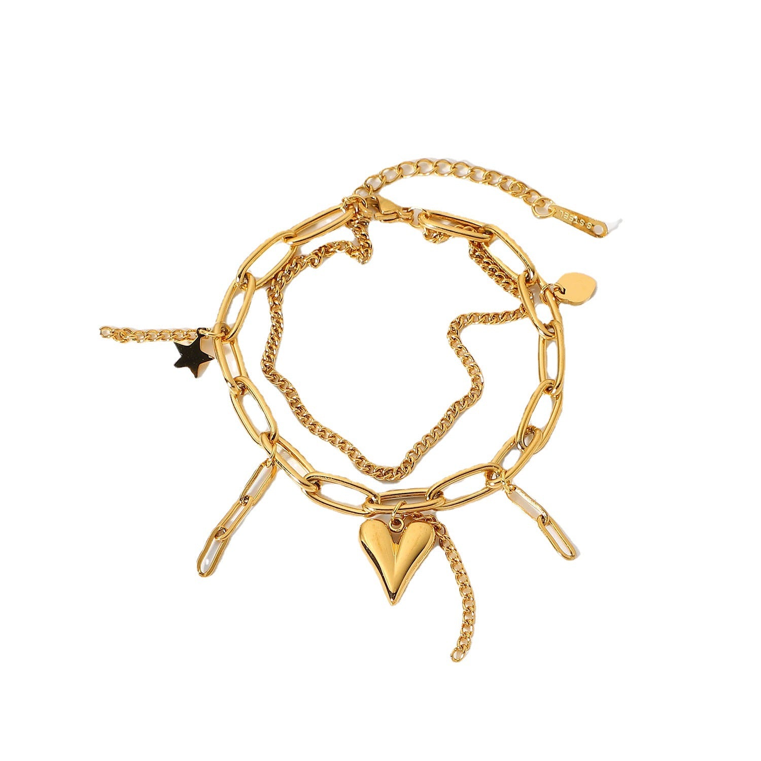 Pulsera de doble capa de estrella de oro de acero inoxidable de acero inoxidable de 2 dimensiones de acero inoxidable de acero inoxidable de 18k